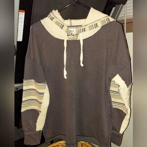 Womens BKE Cream and Grey Hoodie Small